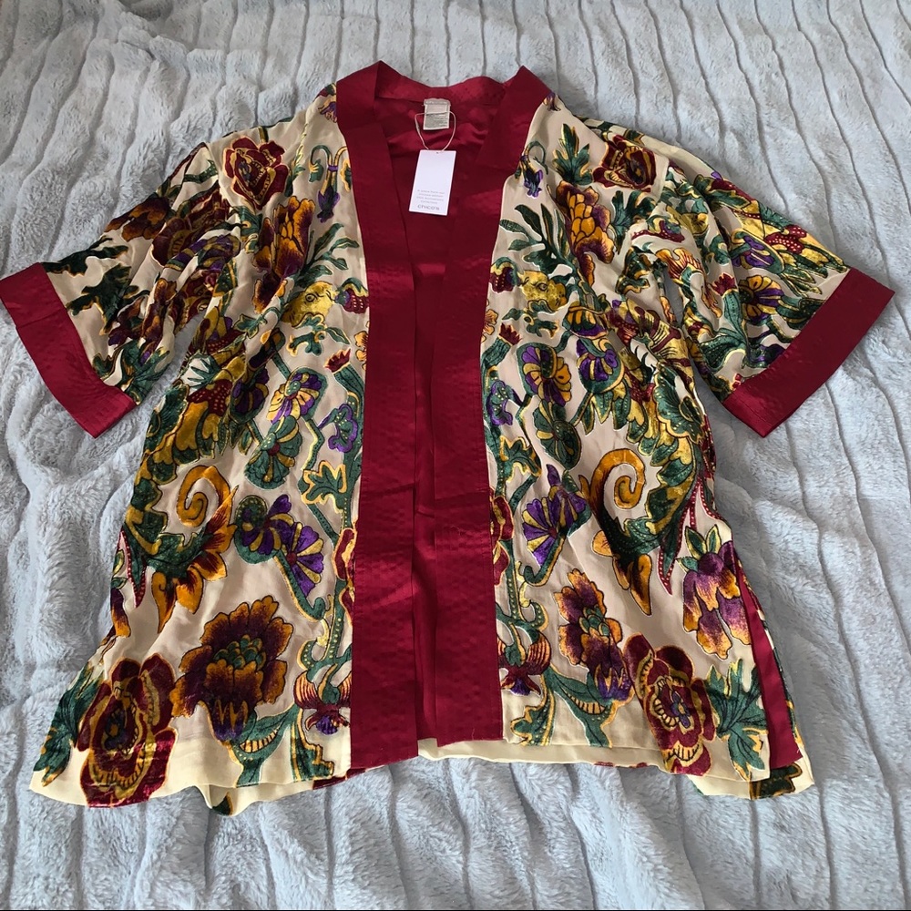 Chico’s Heritage Floral Burnout Velvet Kimono
